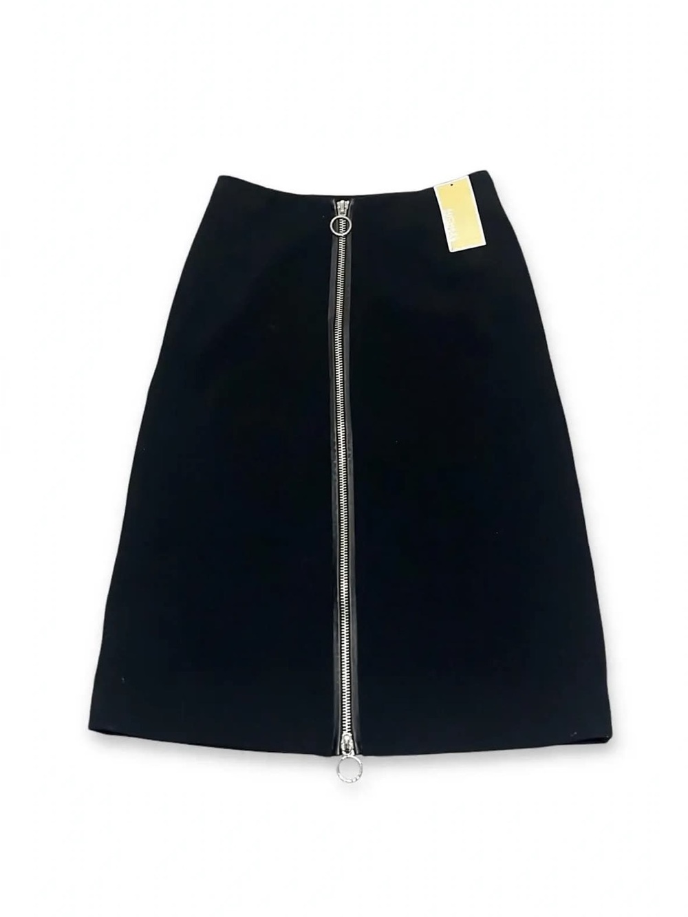 Michael Kors Zip Front Pencil Skirt Size 2 Black A-Line O-Ring NWT $195